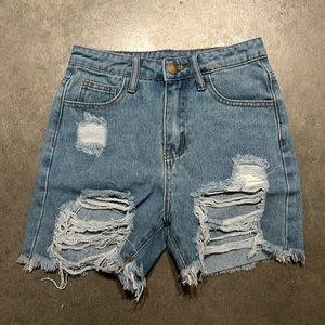 3/$15! SHEIN girls frayed/fringed distressed jean shorts